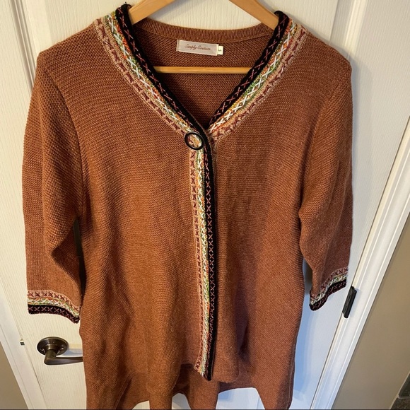 Simply Couture | Long Duster Open Cardigan Embroidered Small Lagenlook Heavy - Picture 6 of 11